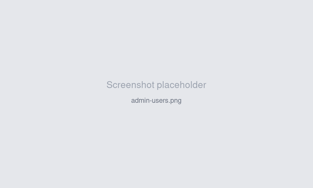 Users screen showing the user table with role dropdowns and action icons